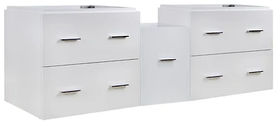 60.5-in. W 18-in. D Modern Wall Mount Plywood-Veneer Vanity Base Set Only In White AI-760