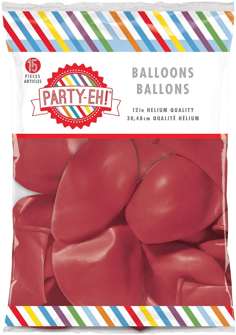 Party-Eh! Latex Balloons, 15 Red Balloons
