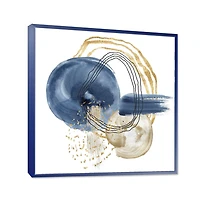 Designart Abstract Dark Blue Gold & Black Underwater Life FLOAT FRAME WALL ART