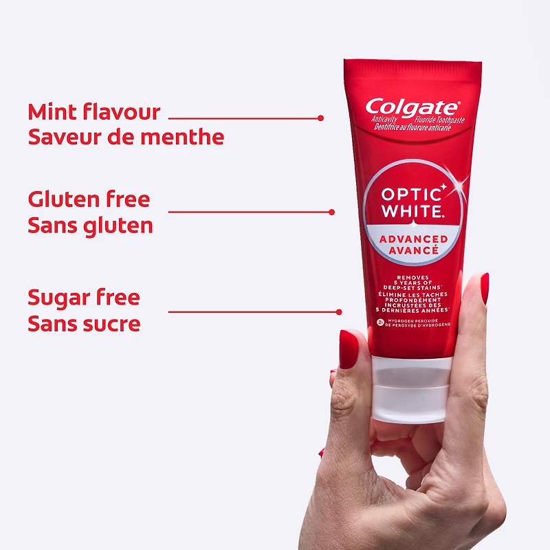 Colgate Optic White Advanced Sparkling White Toothpaste with Fluoride, Mint, 73 ml