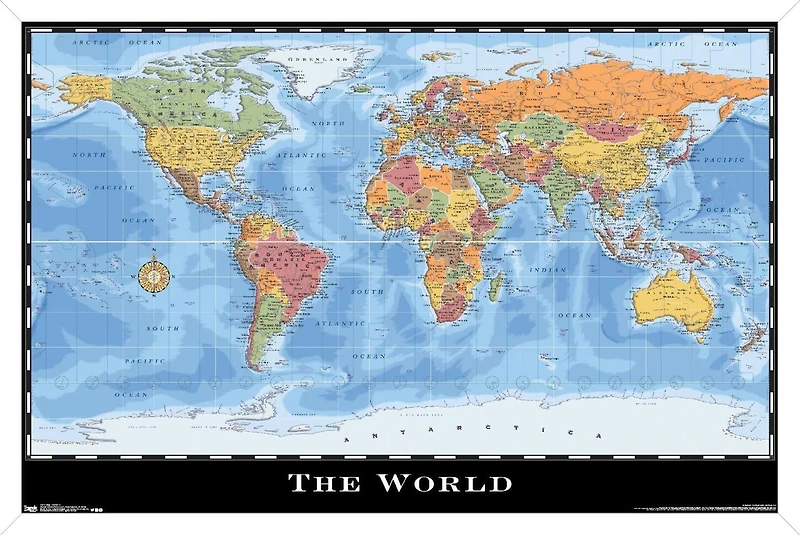 Map - World Wall Poster, 22.375" x 34"
