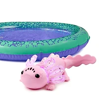 Axolotl interactif pour bébé Fingerlings avec piscine gonflable, Alix (rose) Nage et s'allume dans l'eau