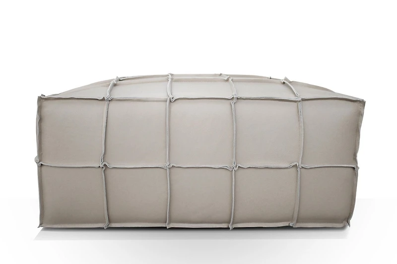 Topline Home Furnishings Pouf, cuir de grain supérieur noir