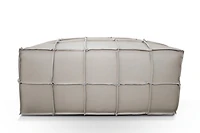 Topline Home Furnishings Pouf, cuir de grain supérieur noir