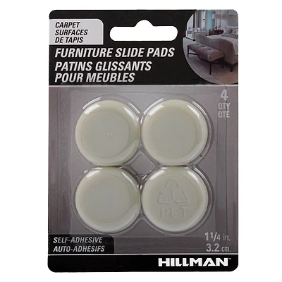 1-1/4" ROUND SLIDE GLIDES 4 PC, 1-1/4 RND GLIDE 4 P