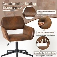 Homy Casa 1-Piece 29.9"-33.9" Adjustable Swivel Office Chair, Brown Faux Suede Desk Chair for Home Office