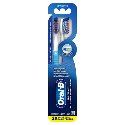 Brosse à dents manuelle Oral-B Pro-Santé Nettoyage supérieur 2 unités, 40 souple