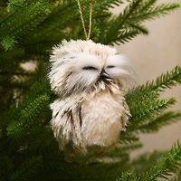 Holiday Time Christmas Warm Wishes Faux Fur Owl Ornament, Brown, 1 Count, Measures 4" in height