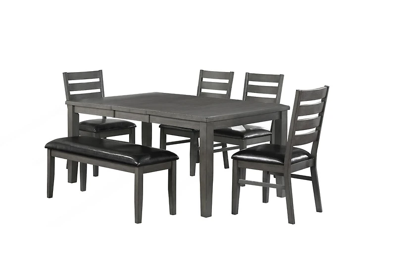 Topline Home Furnishings Ensemble de salle à manger en bois gris 6 pièces