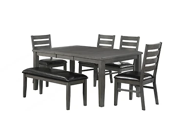 Topline Home Furnishings Ensemble de salle à manger en bois gris 6 pièces
