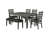 Topline Home Furnishings Ensemble de salle à manger en bois gris 6 pièces