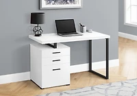 Monarch Specialties Bureau, Bureau À Domicile, Ordinateur Portable, Configuration Gauche, Droite, Tiroirs De Rangement, 48"l, Travail, Métal, Stratifié, Blanc, Noir, Contemporain, Moderne