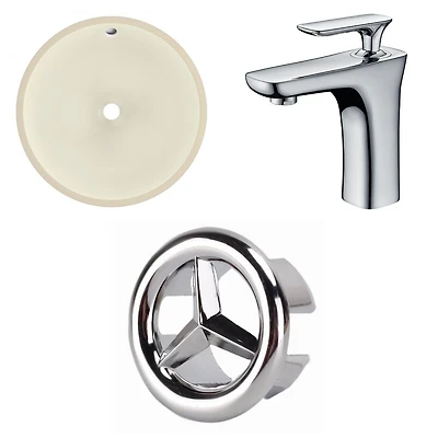 American Imaginations 16-in. W Round Bathroom Undermount Sink Set In Biscuit - Chrome Hardware AI-26770