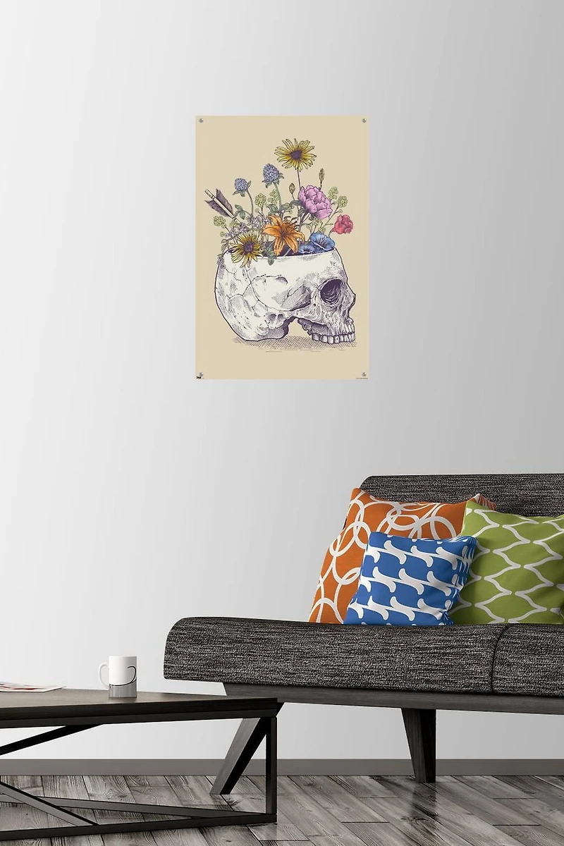 Rachel Caldwell - Flower Skull Wall Poster, 14.725" x 22.375" Framed