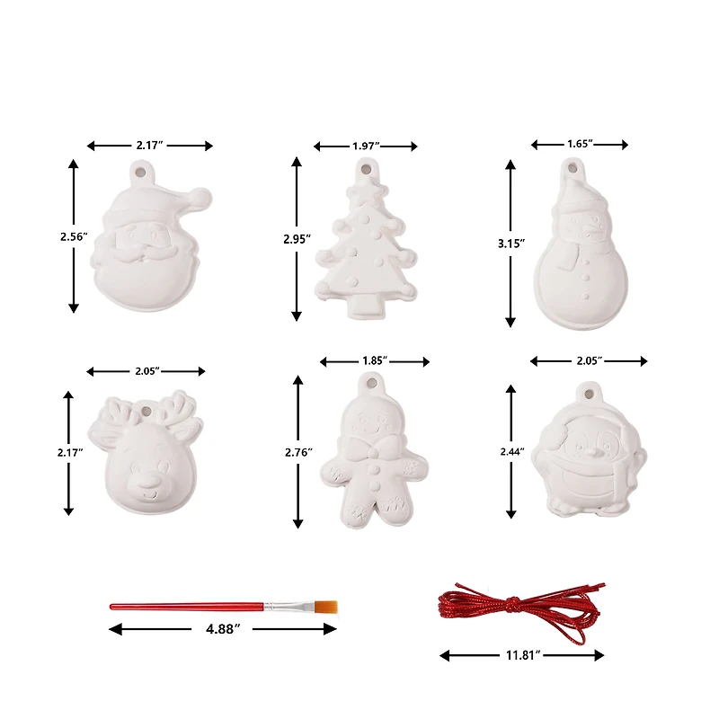 Christmas CYO Plaster Set for Kids DIY Paint with Three Brushes and Eighteen Paint Pots Holiday Time
