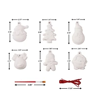 Christmas CYO Plaster Set for Kids DIY Paint with Three Brushes and Eighteen Paint Pots Holiday Time