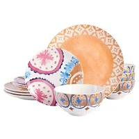 Tia Mowry 12 Piece Fine Ceramic Dinnerwware Set, Honey Gold