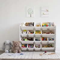 Humble Crew Tot Tutors SuperSized Toy Storage Organizer with 16 Storage Bins, Grey