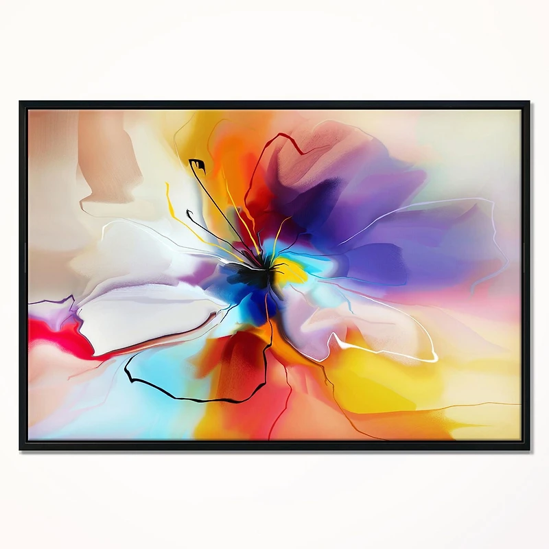 Designart Creative Flower in Multiple Colors FLOAT FRAME WALL ART