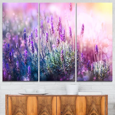Design Art Growing And Blooming Lavender Floral Photo Canvas Art Print
