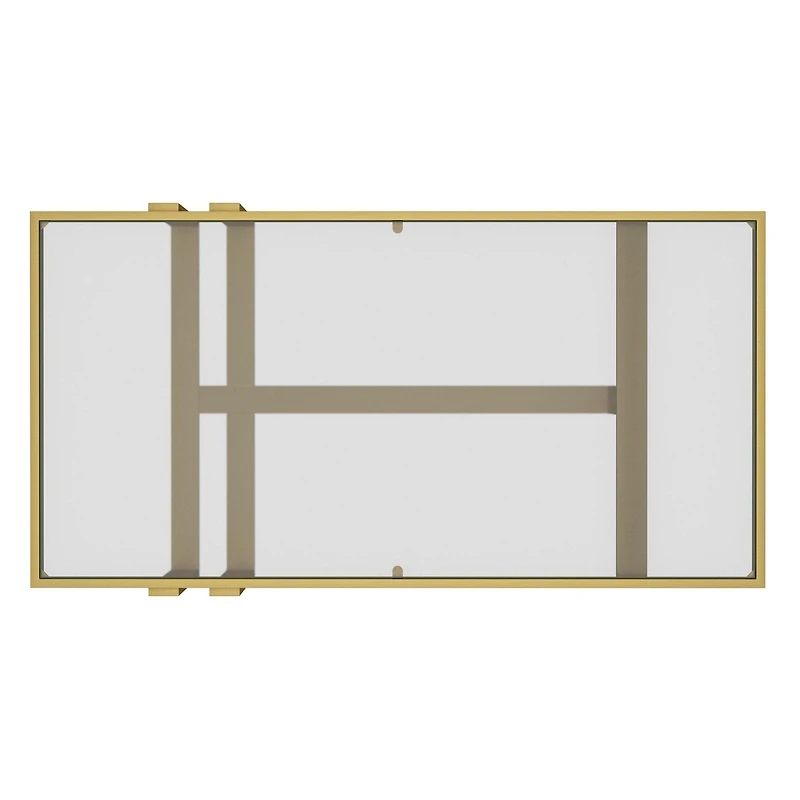 Contemporary Metal & Glass Rectangular Coffee Table - Brushed Gold