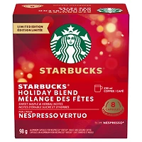 STARBUCKS Mélange des fêtes pour NESPRESSO VERTUO, édition limitée, café de torréfaction moyenne, douces notes d’érable et d’herbes, café 100 % arabica, capsules recyclables 98 g