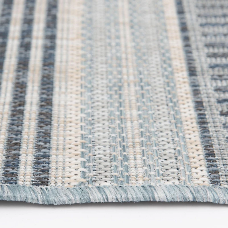 Hayweld Vanilla White and Blue Woven Area Rug
