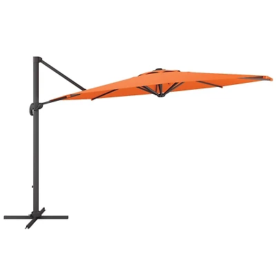 Parasol de patio CorLiving de luxe durable de 3,5 m, inclinable et rotatif, avec cadre en aluminium
