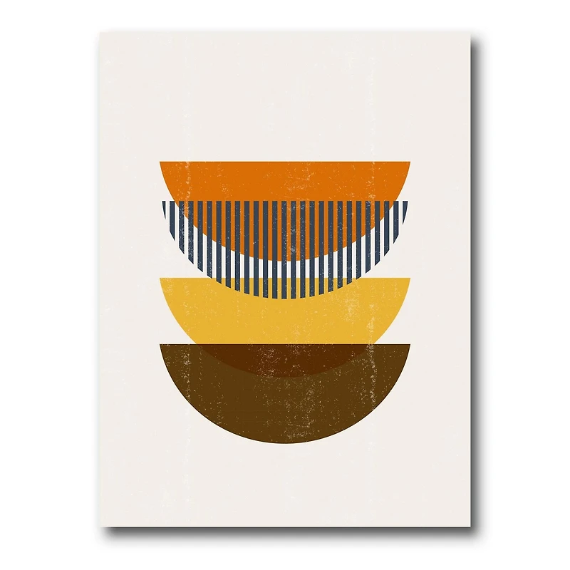 Designart Abstract Geometric Moon In Earth Tones Canvas Wall Art