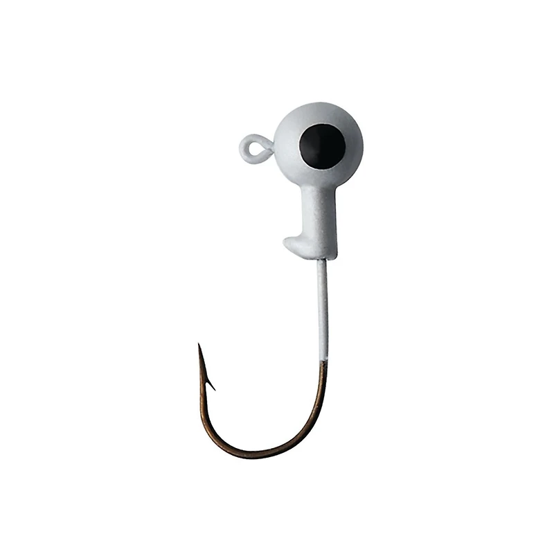 Eagle Claw QNLJB01-18 Tin Round Head Jigs, 1/8oz, White, 5Pk, Tin Round Head Jigs, white