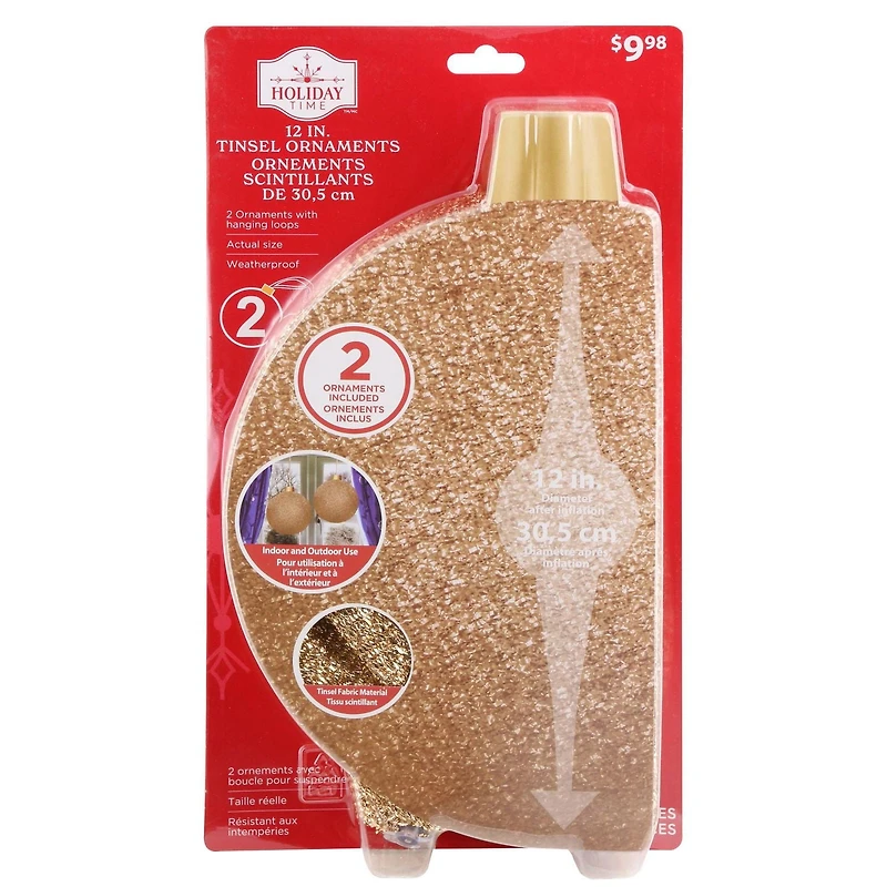 12"TINSEL ORNAMENTS GOLD