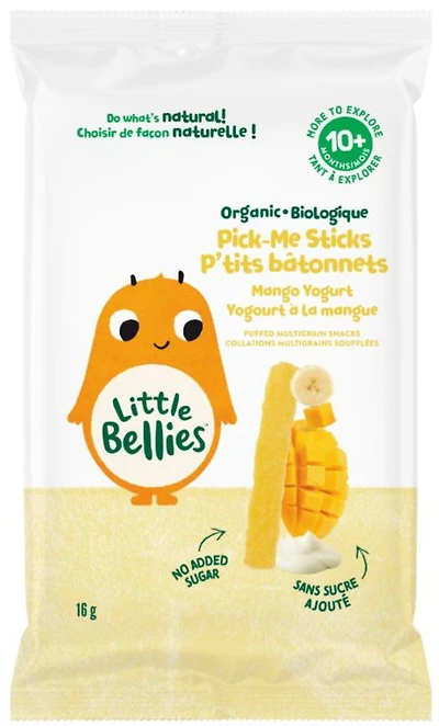 Little Bellies Organic Pick-Me Sticks Mango Yogurt Puffed Multigrain Snacks 10+ Months, 16gr, Little Bellies Organic Pick-Me Sticks Mango Yogurt Puffed Multigrain Snacks 16gr