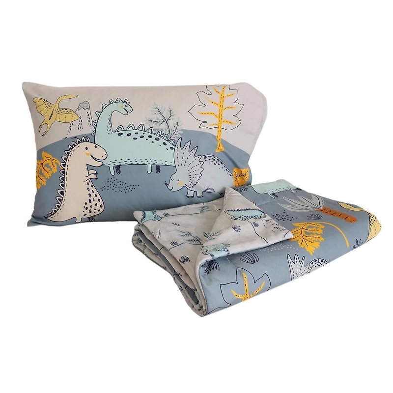 3-Piece Toddler Bedding Set, Grey Dinosaur