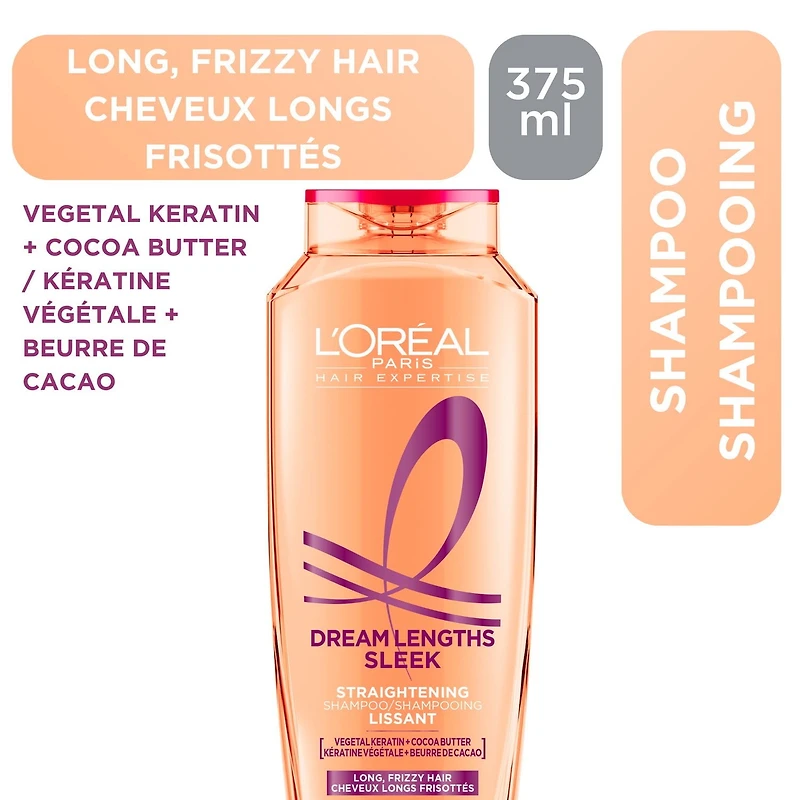 L'Oréal Paris Dream Lengths Sleek Stretching Shampoo 375 ml, For Long, Frizzy Hair