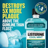 Listerine Antiseptic Mouthwash for Gingivitis and Teeth Plaque - Contains Thymol, Menthol, and Eucalyptol as essential oils  - 1.5L, 1.5 L