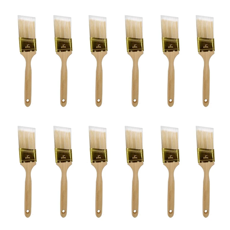 ACTION-1 Professional Quality Angled Paint Brush, Pack of 12