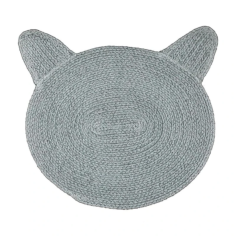 IH Casa Decor Braided Cotton Cat Shape Mat Light Gray