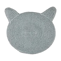 IH Casa Decor Braided Cotton Cat Shape Mat Light Gray