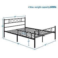 Fullfurnique Simple Metal Platform Bed Frame with Headboard and Footboard, Twin, Black