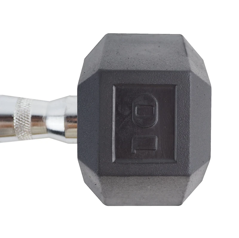 GoZone Rubber-Coated Hex Dumbbell – Black/Chrome, No-roll design