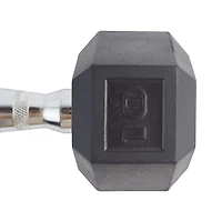 GoZone Rubber-Coated Hex Dumbbell – Black/Chrome, No-roll design