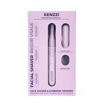 Rasoir facial rechargeable KENZZI et tondeuse à sourcils, équipés de doubles lames de rasoir pour une mise en forme précise  et un toilettage efficace, violet.