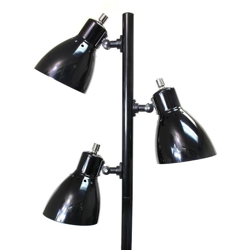 Lampe de sol en métal à 3 lumières pour arbre, finition noire, Simple Designs