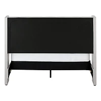 Monarch Specialties  Lit, Grand, Plate-forme, Chambre À Coucher, Cadre, Rembourré, D'aspect Lin, Pieds En Métal, Beige, Chrome, Transitionnel