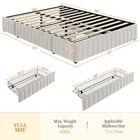 Fullfurnique Cadre de Lit Capitonné avec Trois Tiroirs de Rangement, Queen, Beige
