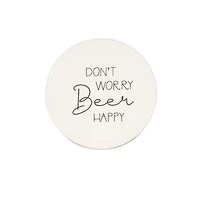 Ensemble de quatre dessous de verre en porcelaine Linden avec fini blanc dictons divers 9,8 cm de diamètre