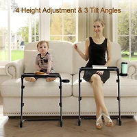 Homy Casa Adjustable TV Tray Table with Fixed Cup Holder and Foldable Design