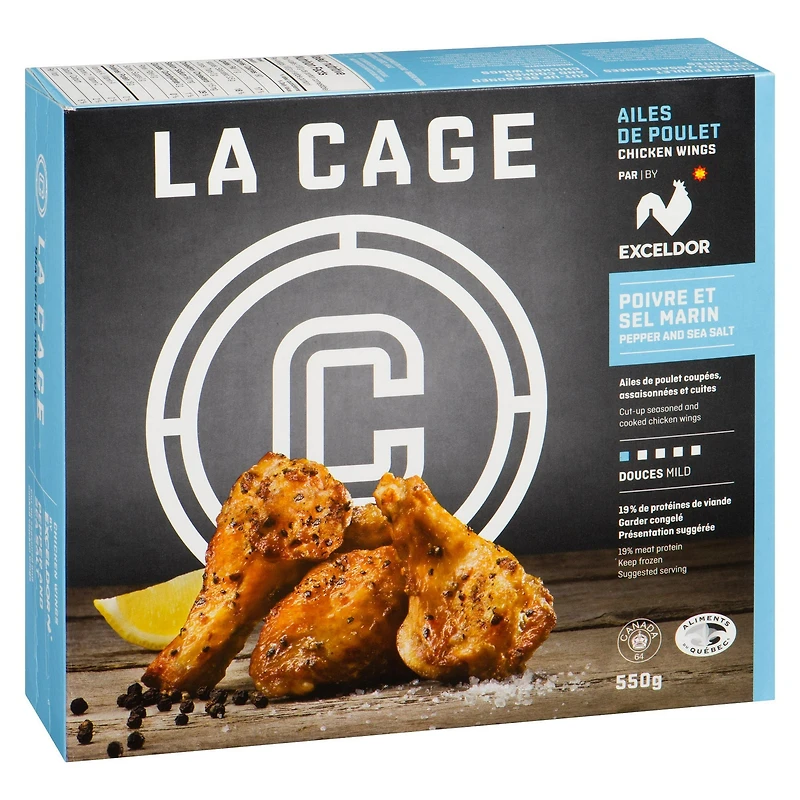 Ailes de poulet au poivre et sel marin La Cage 550g