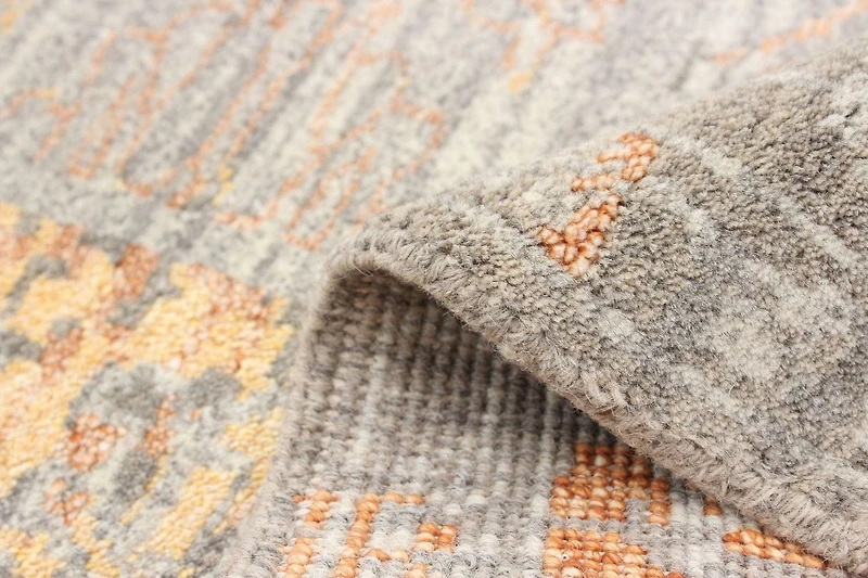 ECARPETGALLERY 4'8" x 6'6" Bordered Finest Oushak Hand-knotted Area Rug for Living Room, Dining Room and Bedroom in Grey