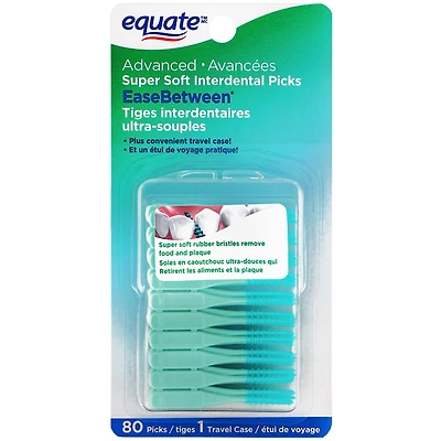 Tiges interdentaires avancées ultra-souples Equate 80 tiges et un étui de voyage